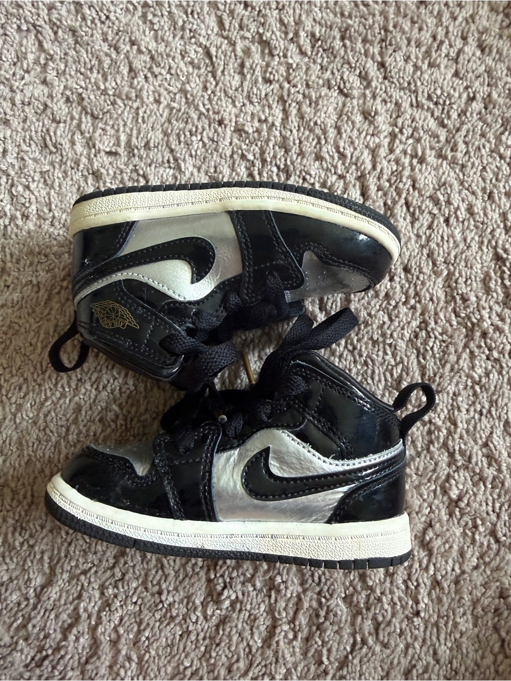 Jordan 1 Mid SE TD "Black Metallic Silver" toddler shoes size 7C